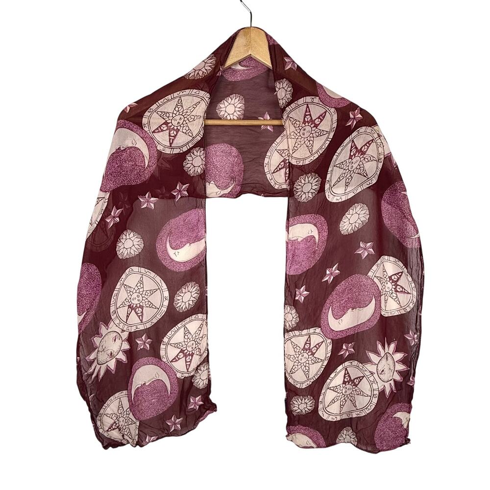 Celestial Star & Moon Skinny Scarf